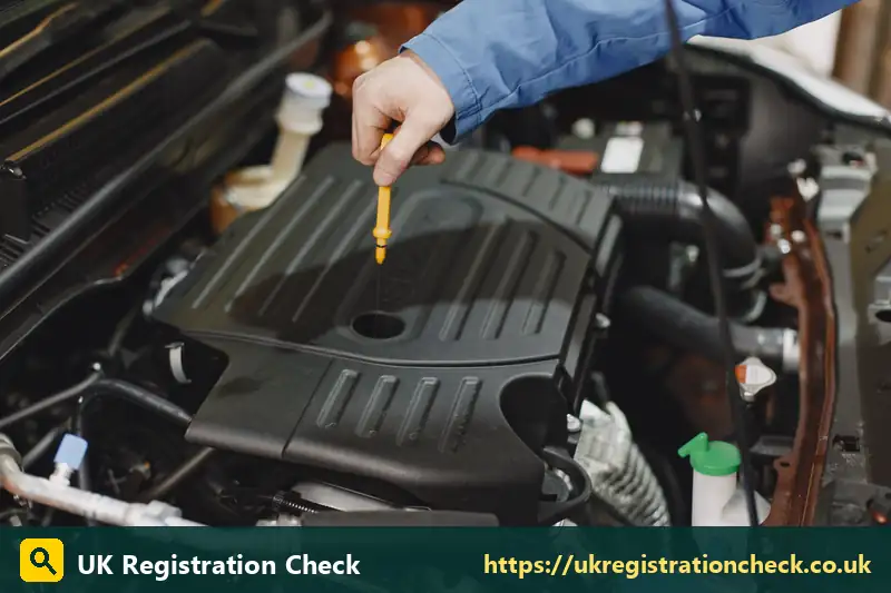 Checking the oil dipstick on a petrol engine - car engine oil check