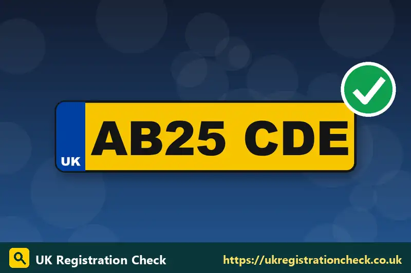 Illustration of a UK number plate with a green tick for a passed check - car tax calculator