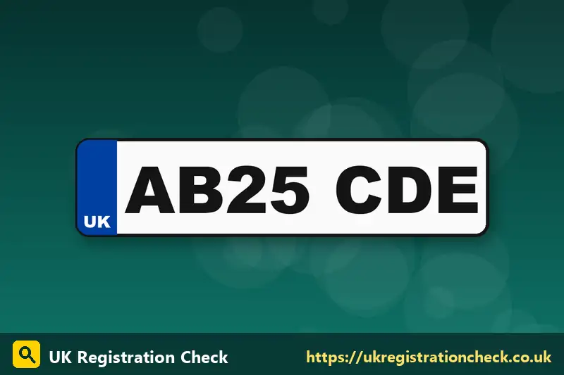 Illustration of a UK front number plate with a white background and black characters - free number check