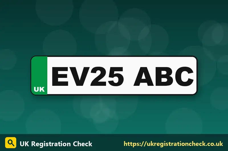 Illustration of a UK electric vehicle number plate with a green flash on a white background - irish reg plates
