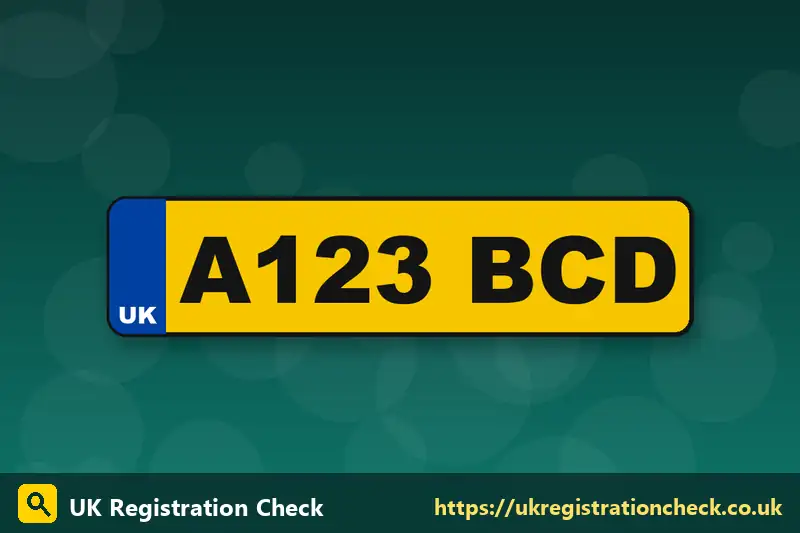 Illustration of a prefix-style UK number plate on a yellow background - number plate maker machine