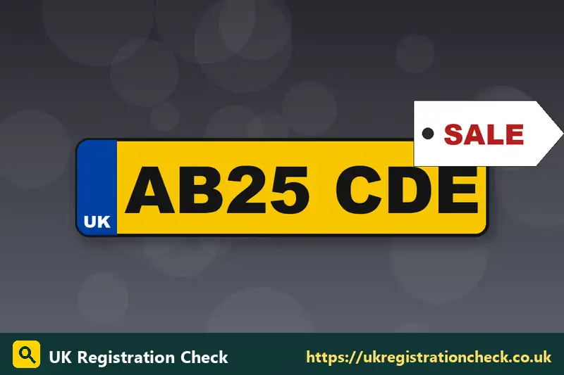 Illustration of a UK number plate with a for sale tag - sell my registration plate instantly