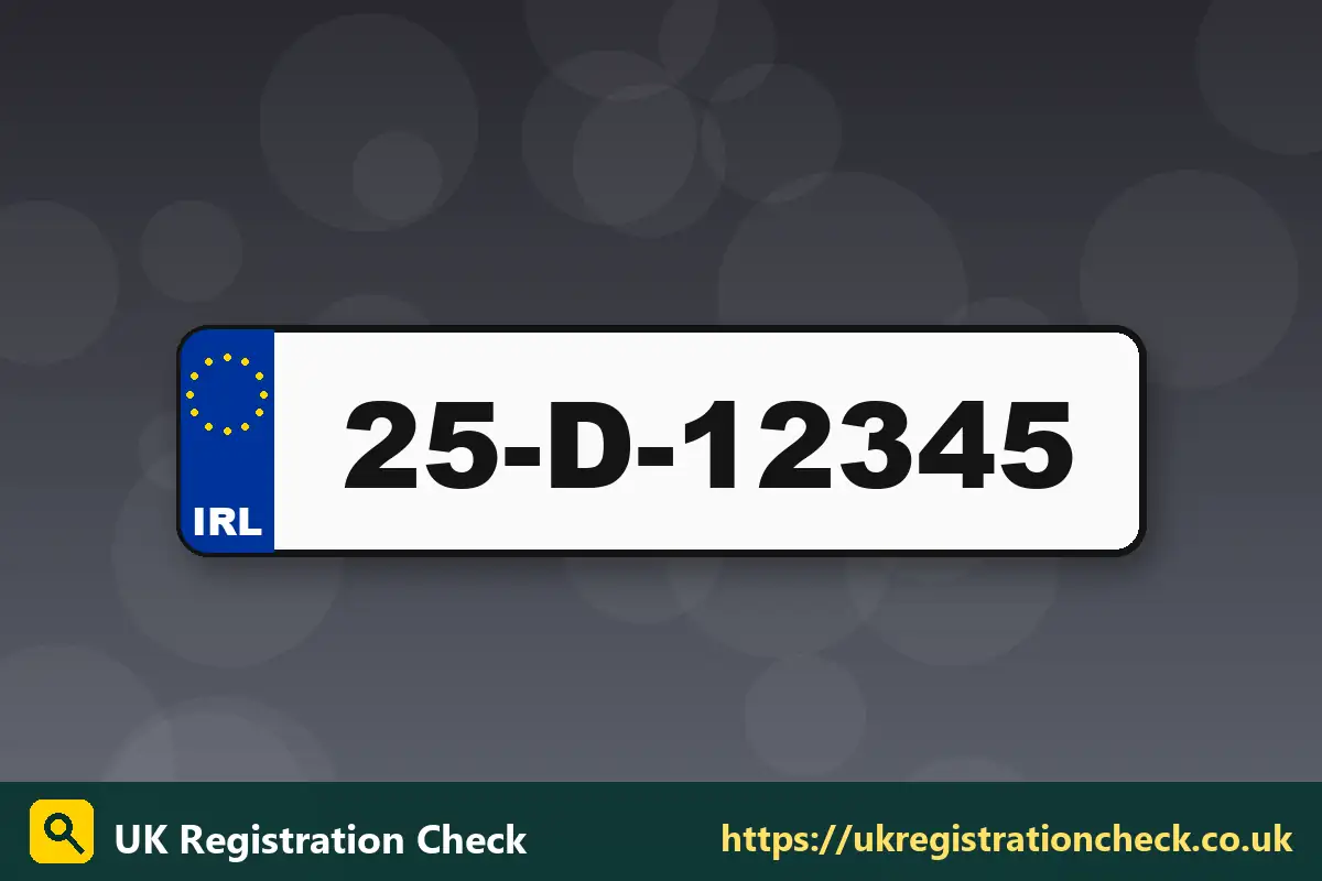 Illustration of an Irish style number plate with a blue EU band on a white background - f1 number plate