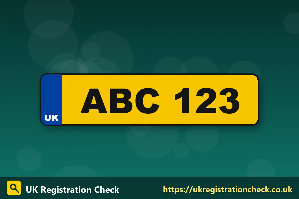Illustration of a dateless UK number plate with three letters and three numbers - funny number plates